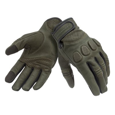 CE summer glove &quot;GIG PRO&quot; in genuine leather dark green color 