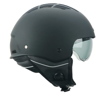 Helmet 1T TIKI MONO matte black with ventilation net on black shell 