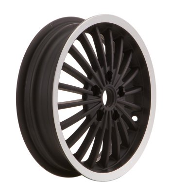 Front and rear wheel rim SIP in black aluminum with aluminum edge for Vespa 125&#x2F;200&#x2F;300 GTS-GT-GTS Super 