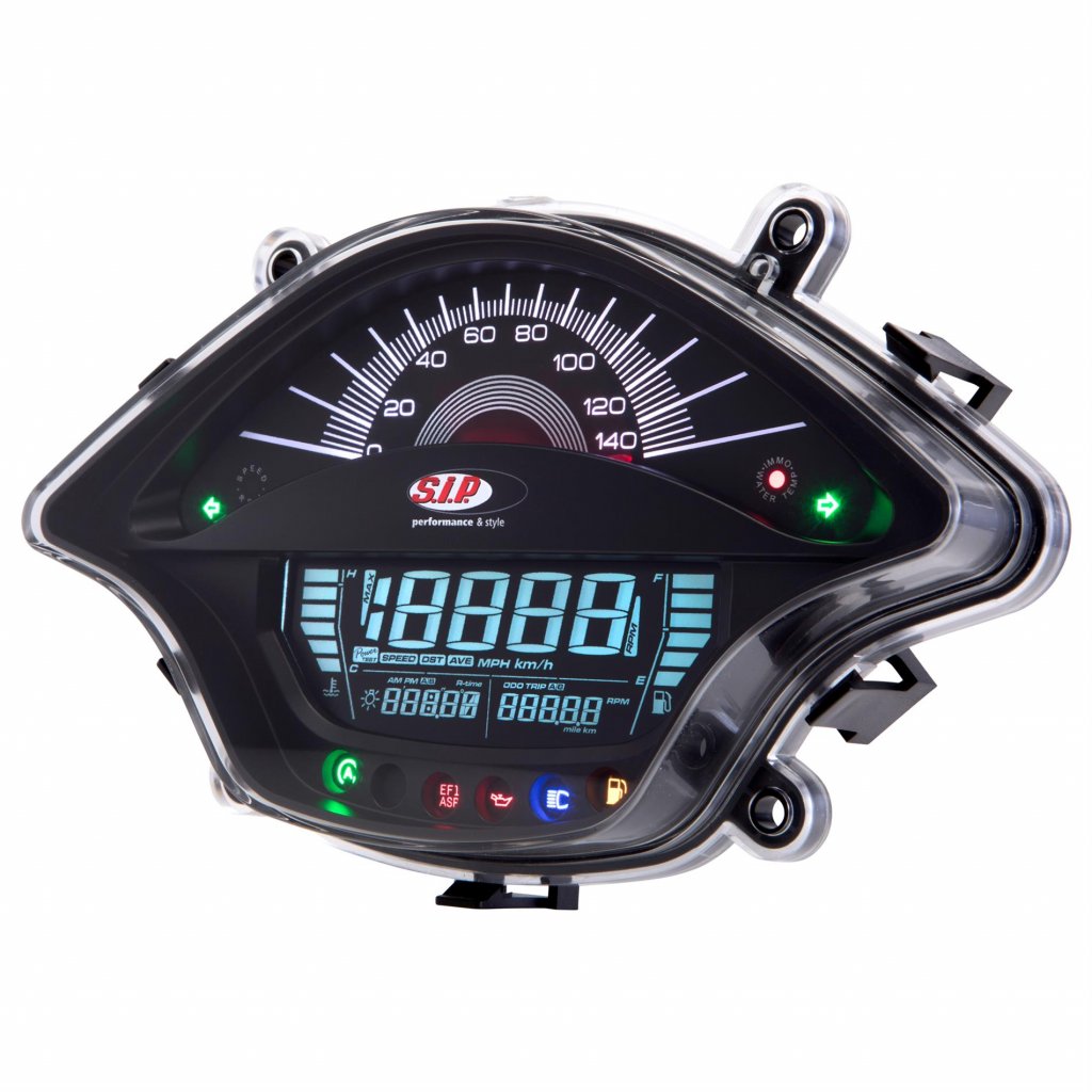 SIP speedometer and tachometer with black background for Vespa 50/125/150 Sprint-Primavera 