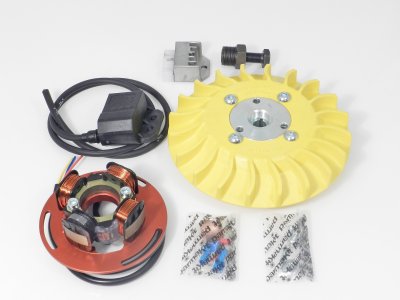 Elektronische Zündung Parmakit - integriertes Schwungrad Konus 20 Kg 2.500 gelb - Vespa PX125-150-200 - PE200 