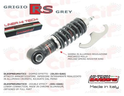 Amortiguador delantero carbono hi-tech gris RS para Vespa 50&#x2F;90&#x2F;125 Primavera ET3 