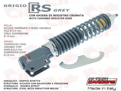 Amortiguador delantero versión SPORT ajustable gris RS para Vespa 125&#x2F;150&#x2F;200 PX 