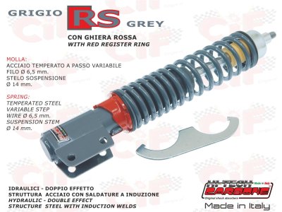 Ammortizzatore anteriore versione SPORT regolabile grigio RS per Vespa 125&#x2F;150&#x2F;200 PX 