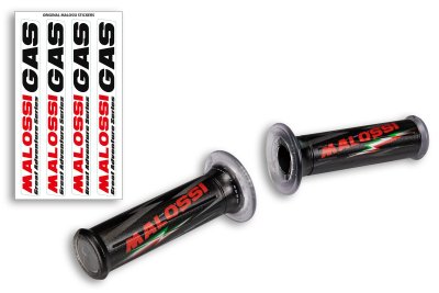 Pair of black Malossi GAS model grips for Vespa 50&#x2F;90&#x2F;125 Primavera ET3&#x2F;GTR&#x2F;Sprint V&#x2F;TS&#x2F;Rally&#x2F;PX 