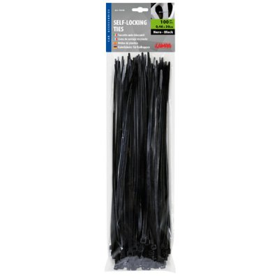 Black cable tie kit 100 pcs 30 cm 