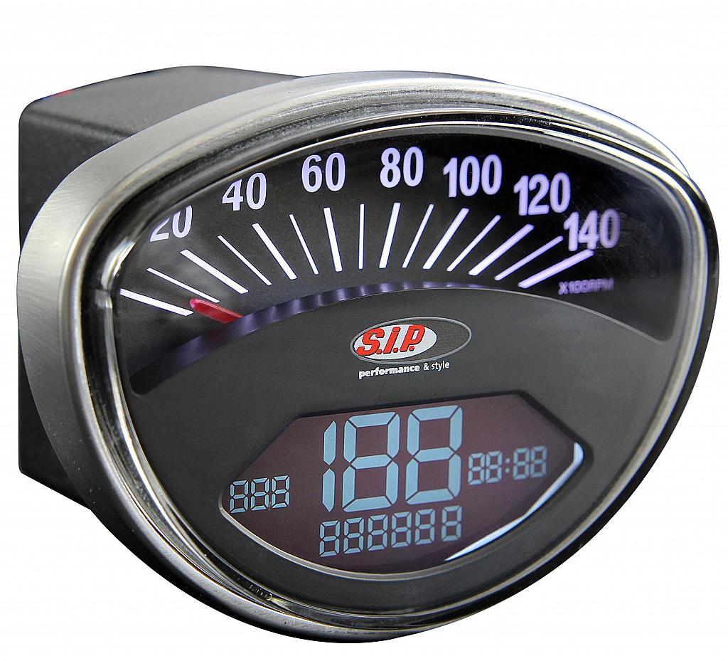 Odometer and tachometer Sip 2.0 for Vespa 50 SS/​90 SS/​125/​PV/​ET3/​GTR/​TS/​Super/​150 Sprint V/​Super/​Rally 