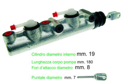 Complete dual-circuit brake master cylinder for Ape 420 Poker (petrol and diesel) 