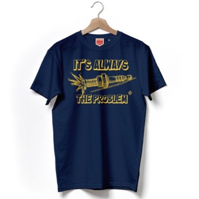 Dunkelblaues T-Shirt &quot;It's always the problem&quot; von RDV 