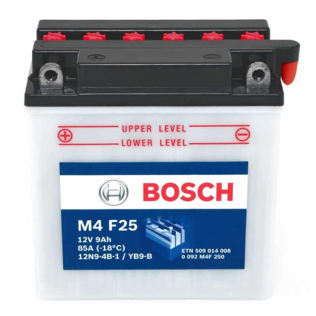 BATTERIA BOSCH M4 F25 12V 9AH YB9-B SPUNTO DI ACCENSIONE 85A Vespa 125/150/200 PX-PE-Arcobaleno 