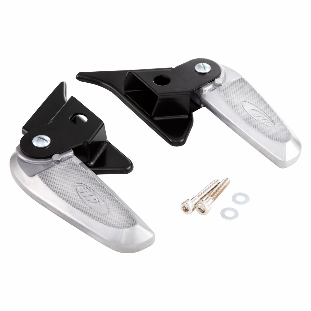 Pair of black/silver aluminum folding footrests SIP for Vespa 50/125/150 Sprint-Primavera 