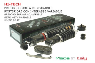 Kit Amortiguadores Delanteros y traseros hi-tech &quot; Carbon look &quot; EDICIÓN LIMITADA para Vespa 50&#x2F;90&#x2F;125 Special-L-R-Primavera 