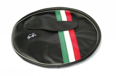 Spare wheel cover in BLACK with tricolor for Vespa 50 V5A1T N&#x2F;L&#x2F;R-Special V5A2&gt;3T-V5B3T 