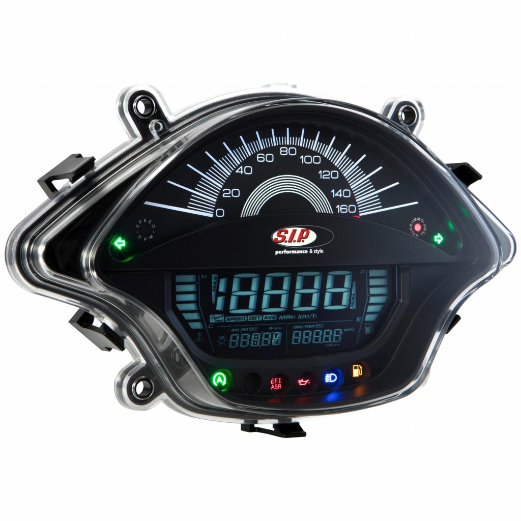 SIP speedometer and tachometer with black background for Vespa 125/200/300 GTS-GT-GTS Super 