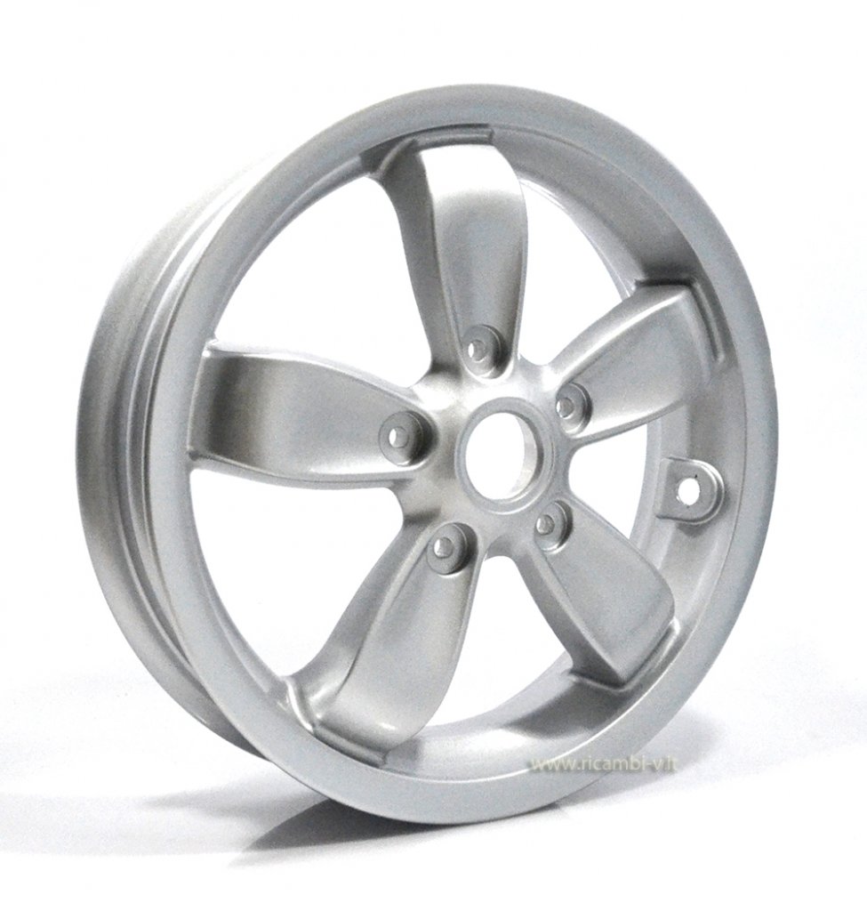 Front wheel Piaggio in silver gray color 2.50-11" 5 spokes for Vespa 50-125-150 Primavera 2/4T 