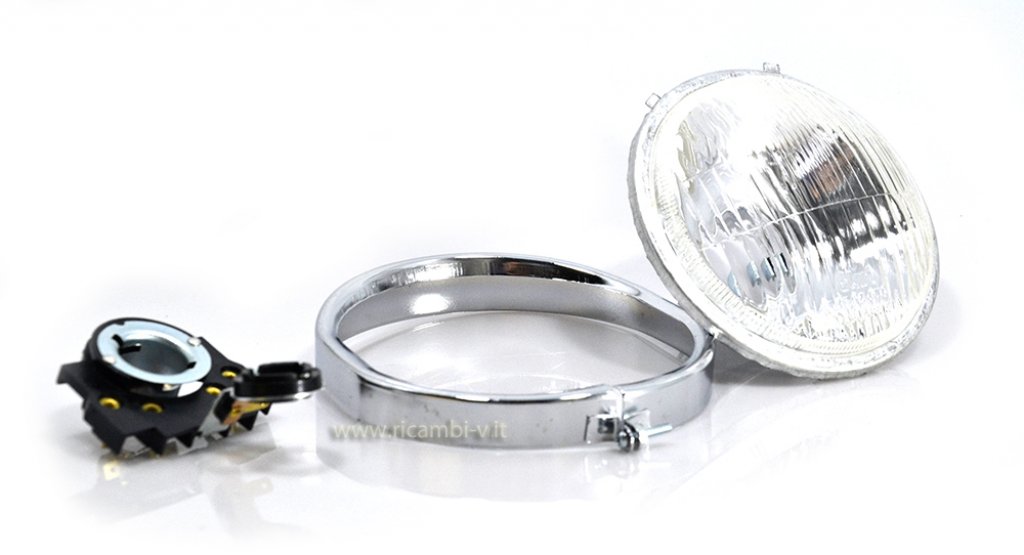 Complete headlight assembly with chrome ring for Vespa 125 Primavera ET3/Super-150 Super 