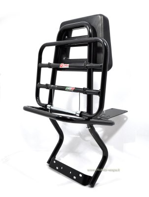 Black luggage rack with backrest for Vespa 125&#x2F;150&#x2F;200 PX-Arcobaleno 