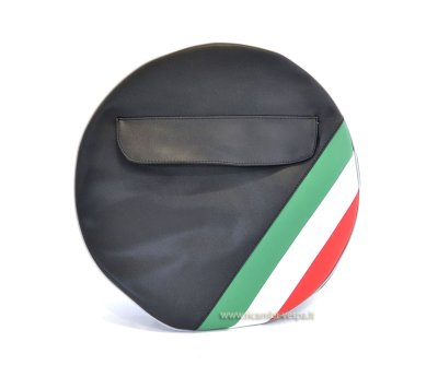 Copriruota di scorta  colore nero con tricolore ( 10 pollici ) per Vespa 50&#x2F;125&#x2F;150&#x2F;180&#x2F;200 Special-Primavera-PK-PX-GT-GTR-GL-Rally-SS 