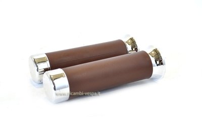 Pair of brown grips with chrome ends 