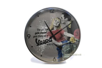 Wanduhr Vespa mit verchromtem Rahmen und gewölbtem Glas, Durchmesser 32 cm 