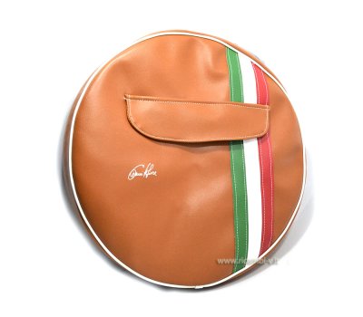 Brown spare wheel cover with tricolor for Vespa 50 V5A1T N&#x2F;L&#x2F;R-Special V5A2&gt;3T-V5B3T 