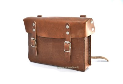 Handcrafted leather bag for central spare wheel 