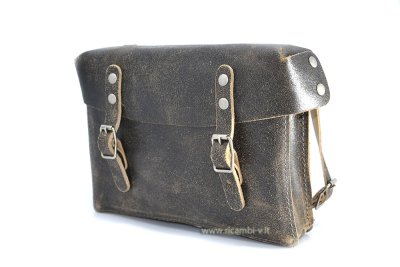 Handcrafted leather bag for central spare wheel 