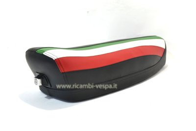 Kompletter Sattel in Schwarz mit ITALIENISCHER Flagge für Vespa 50&#x2F;90&#x2F;125 Special-Primavera-ET3 