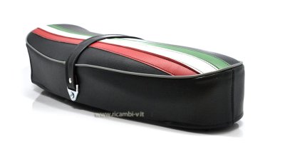 Silla completa &quot;Giovanni di Fiore&quot; de color negro con bandera italiana para Vespa 50&#x2F;90&#x2F;125 Primavera ET3 