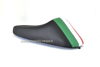 Asiento completo modelo SPORT de color Negro con bandera ITALIANA para Vespa 50&#x2F;90&#x2F;125 Primavera ET3 