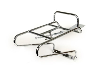 Rear luggage rack Moto Nostra horizontal with spare wheel holder (chrome) Vespa 80&#x2F;125&#x2F;150&#x2F;200 PX-PE-LML 