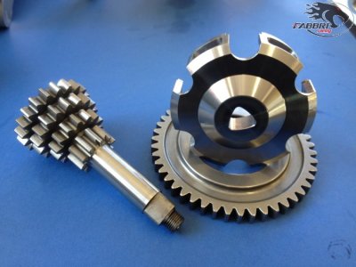 Multiple gear Fabbri Racing 10-14-17-19 THIRD AND FOURTH SHORT triangular section + z=49 Vespa 50, 90, 125 ET3 Primavera, PK + spider 