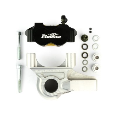 Front Brake System C-Radial Caliper 4P Black-Silver for Vespa PX125-200 E `98&#x2F;MY&#x2F;`11 