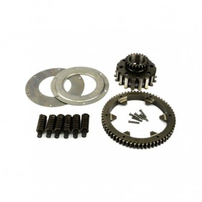 Primary gear set with extended Malossi ratio (Z23-64) straight teeth with sprocket (8 springs) complete with shock absorber for Vespa 125&#x2F;150&#x2F;200 PX-PE-Rainbow-Disc brake-Cosa 