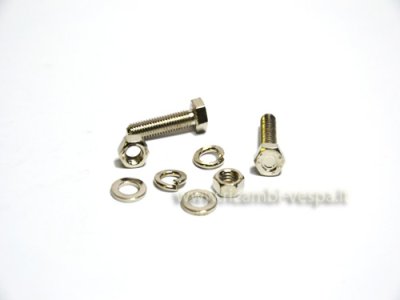 Kit tornillos niquelados fijación caballete para Vespa 125 V1&gt;15T-V30&gt;33T 