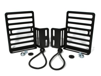 Soporte para bidón de aceite - portaequipajes para escudo interno lado derecho e izquierdo -MRP- Vespa Smallframe, Largeframe 10 pulgadas - para montar en la rosca para el soporte delantero de la rueda de repuesto - lado izquierdo 