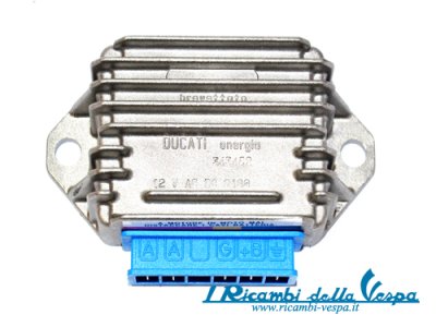 Spannungsregler DUCATI 12V&#x2F;16A - Wechselstrom&#x2F;Gleichstrom (Blaue Anschlussklemme) für Vespa 50 PK FL&#x2F;Zip Fast Rider-125 PK 