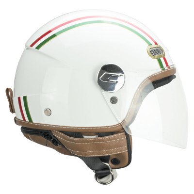 Casco CGM 109I Globo Italia blanco verde rojo con visera larga 