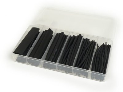 Schrumpfschlauch-Set -BWM 100 Stück- schwarz - Ø=1,5mm, 2,5mm, 4,0mm, 6,0mm, 10mm, 13mm 