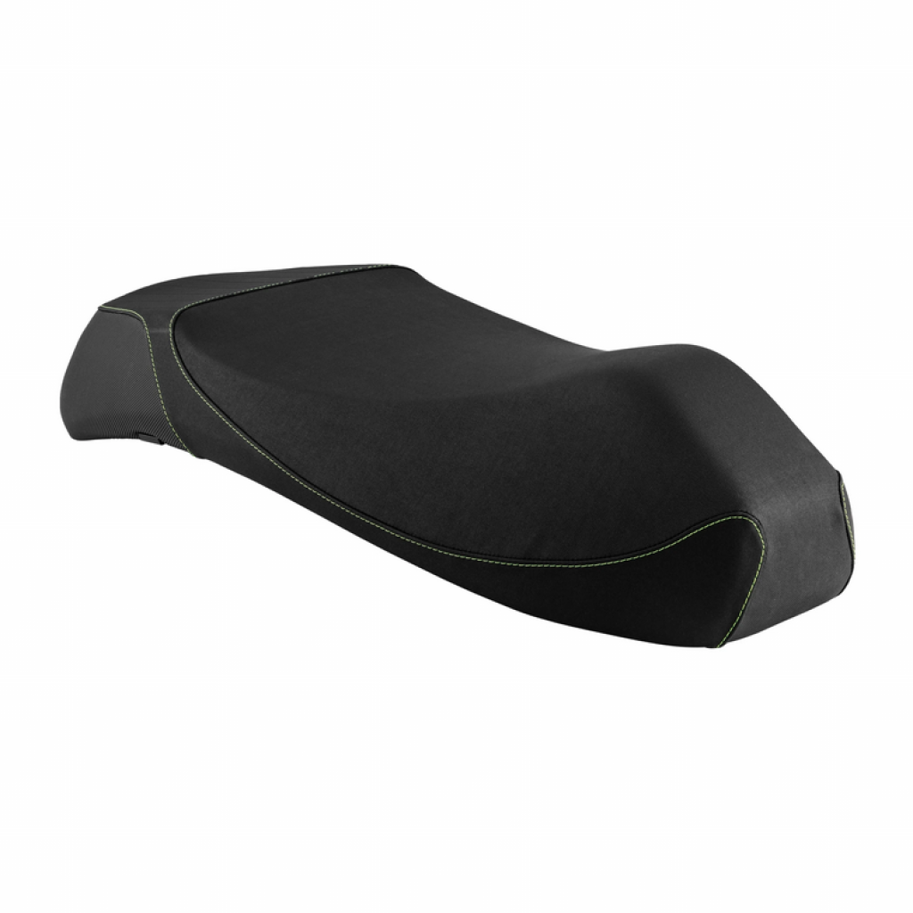 Sella NIsa Dual Sport di colore nero ribassata con bordino verde  per Vespa 125/250/300 GTS/​GTS Super/​GTV/​GT 60/​GT/​GT L 