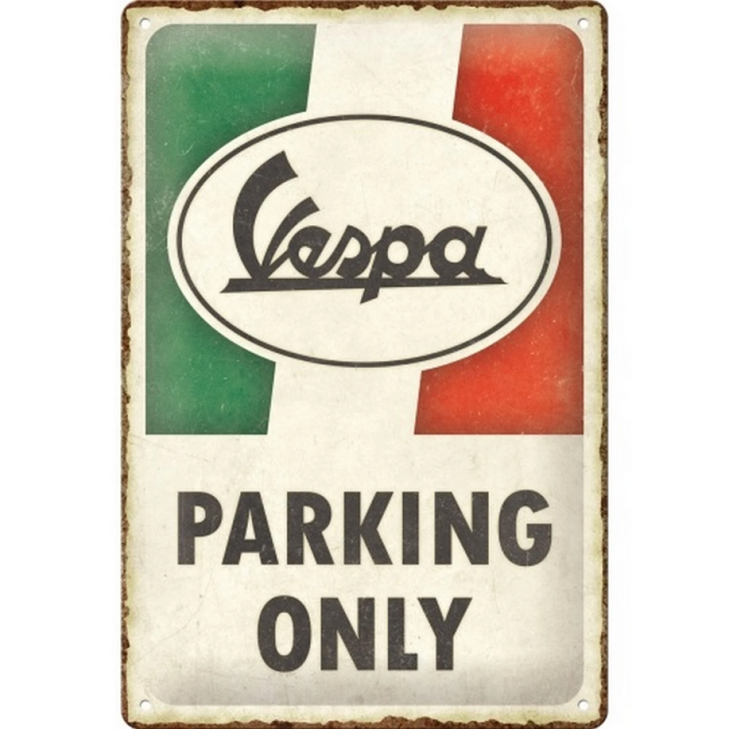 Blechplakat mit Motiv Parking Only Vespa 