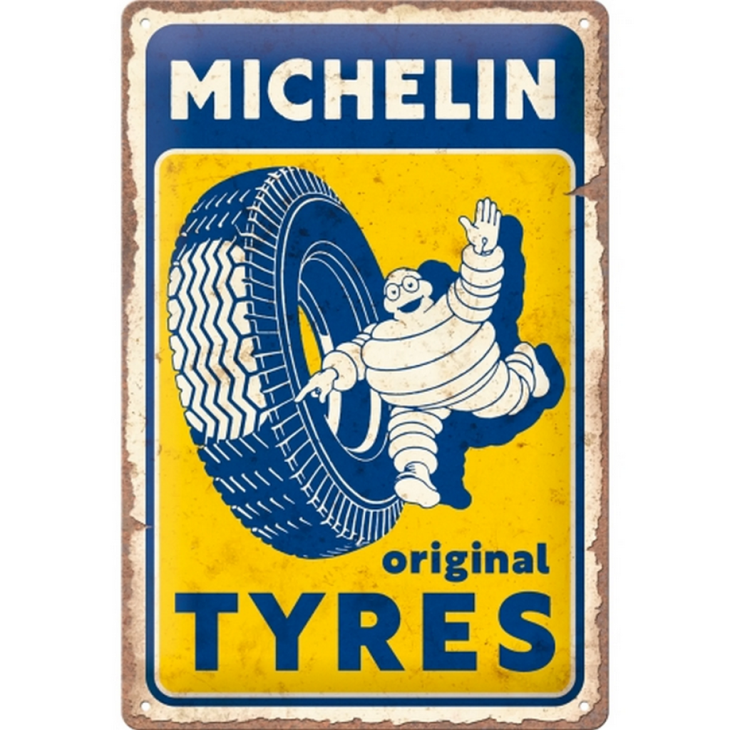 Cartel de hojalata Michelin - Neumáticos Originales 