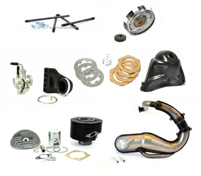 Kit procesamiento 130 cc DR, carburador Polini 24&#x2F;24, escape Proma 