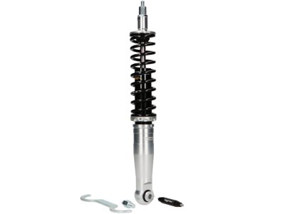 Ammortizzatore BGM PRO SC&#x2F;R1 SPORT di colore Nero&#x2F;Argento, 385 mm completo per Vespa 125 VN1T 6001&gt;&#x2F;VN2T-VL1&gt;3T-GS150 VS1&gt;5T 