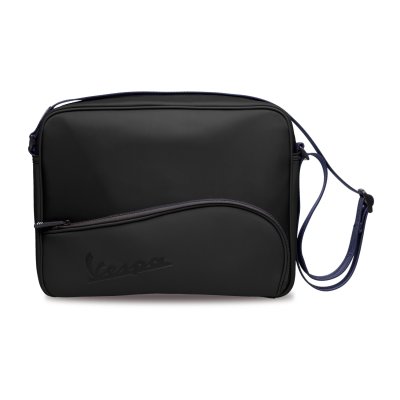 Horizontal crossbody bag in black PU 